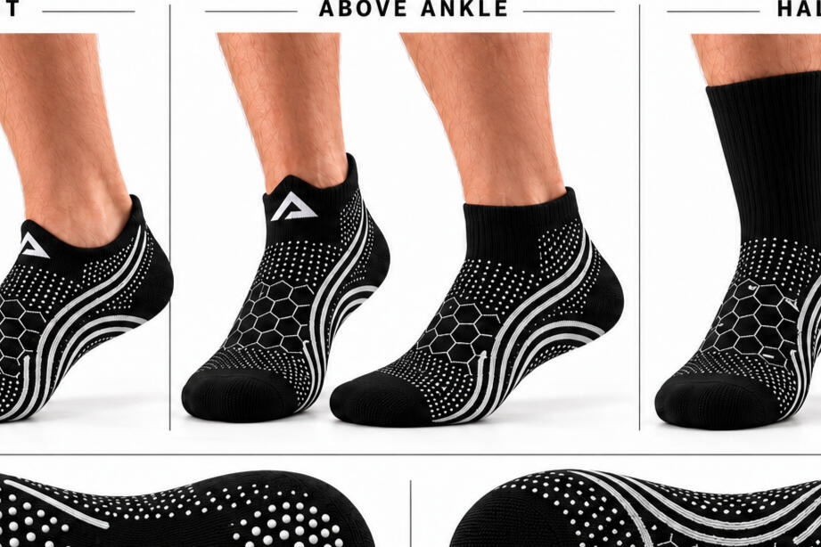 Accelerated socks / casual $12–$16 / grip $18–$22